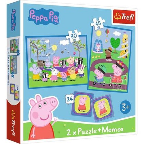 Puzzle 2w1 + memos Radosne chwile ze Świnką Peppą