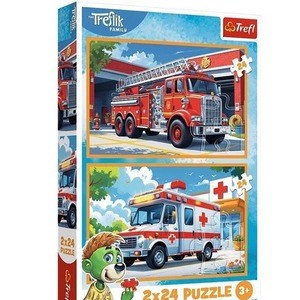 Puzzle 2x24 Wóz strażacki i karetka TREFL