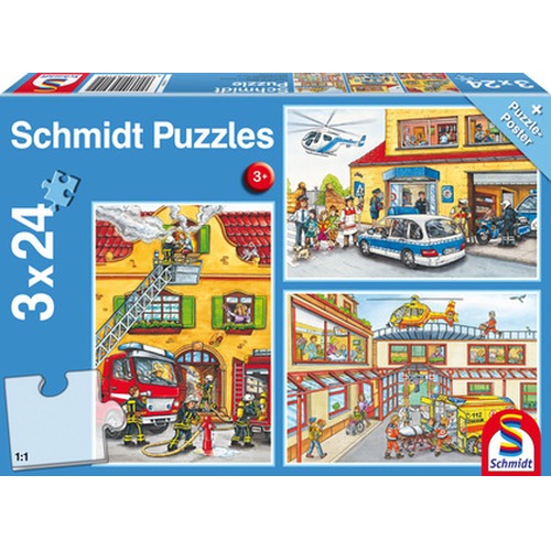 Puzzle 3 x 24 el. Służby ratownicze