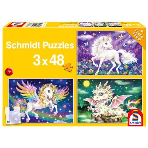 Puzzle 3 x 48 el. Mityczne stworzenia