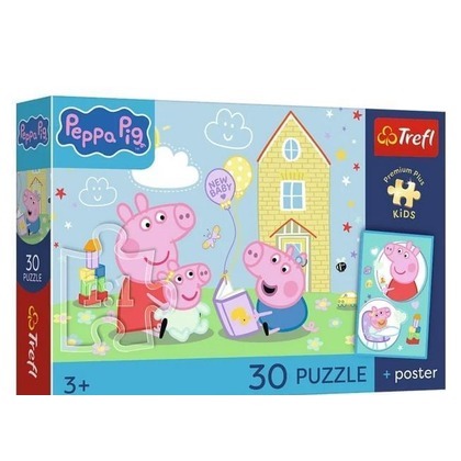 Puzzle 30 Świnka Peppa + plakat TREFL