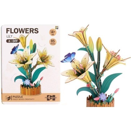 Puzzle 3D drewniane kwiaty lilie