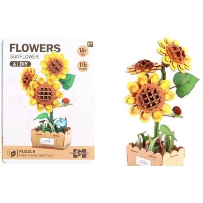 Puzzle 3D drewniane kwiaty słonecznik