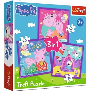 PUZZLE 3w1 Zwyczaje świnki Peppy 34893