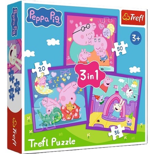 PUZZLE 3w1 Zwyczaje świnki Peppy 34893
