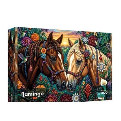 Puzzle 400 Flamingo - Kwiecisty galop TREFL