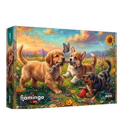 Puzzle 400 Flamingo - Szczenięce figle TREFL