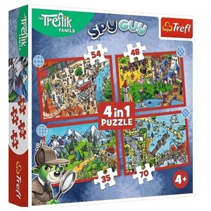PUZZLE 4w1 Podróże Treflików 34675
