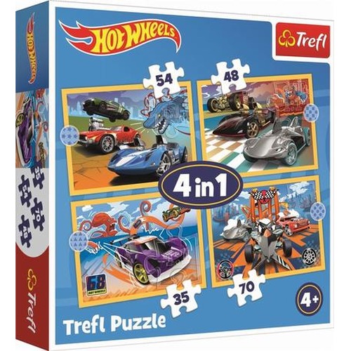 Puzzle 4w1 Pojazdy Hot Wheels TREFL