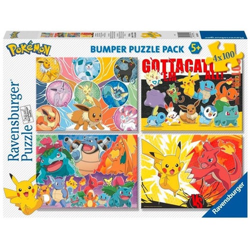Puzzle 4x100 elementów Pokemon