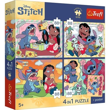 Puzzle 4x88 Trefl Premium Plus Kids Kosmiczny Stitch 34699