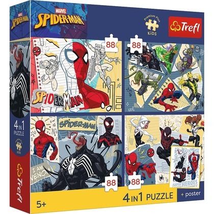 Puzzle 4x88 Trefl Premium Plus Kids Sieć zabawy Spider Man 34705