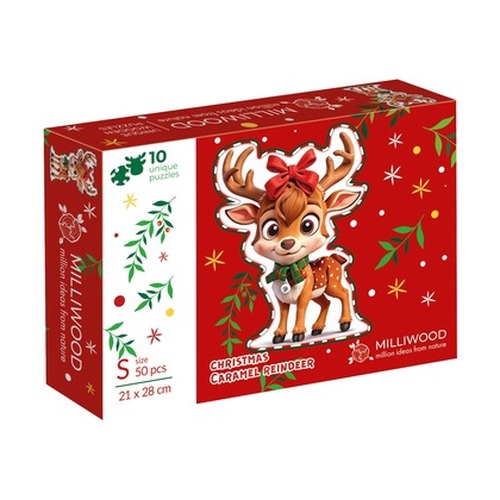 Puzzle 50 drewniane Christmas Caramel Reindeer