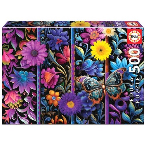 Puzzle 500 el. Kwiaty i motyl