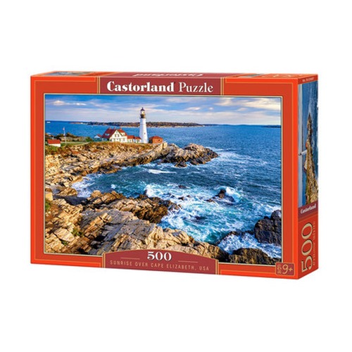 Puzzle 500 elementów Latarnia morska Sunrise over Cape Elizabeth