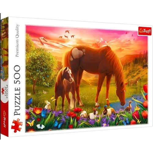 Puzzle 500 Konie na łące 37451