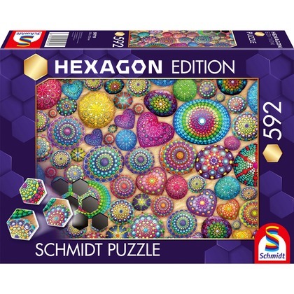 Puzzle 592 el. HEXAGON Mandala