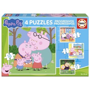 Puzzle 6 el. + 9 el. + 12 el. + 16 el. Świnka Peppa