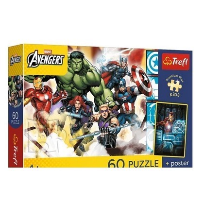 Puzzle 60 Avengers + plakat TREFL