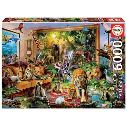 Puzzle 6000 el. Zwierzęta w salonie