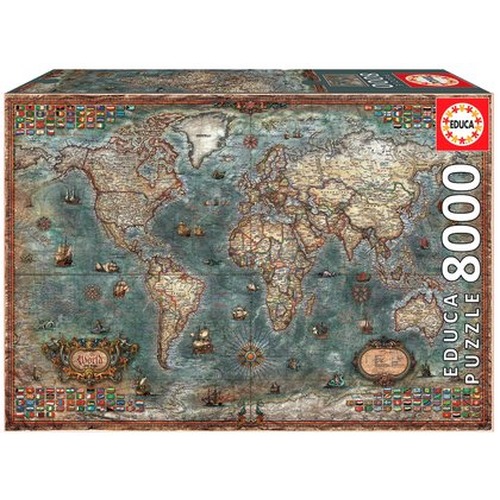 Puzzle 8000 el. Polityczna mapa świata (retro)