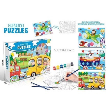 Puzzle do kolorowania 89el z farbami