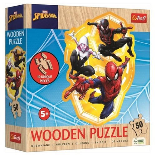 Puzzle drewniane 50 SpiderMan gotowy w akcji TREFL