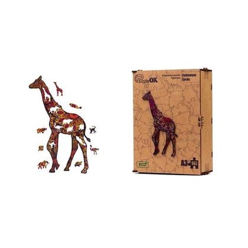 Puzzle drewniane eko 102 Cętkowana żyrafa A3