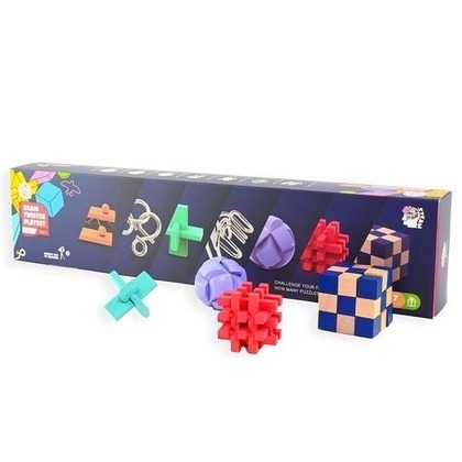 Puzzle drewniane IQ i metalowe łamigłówki 7w1