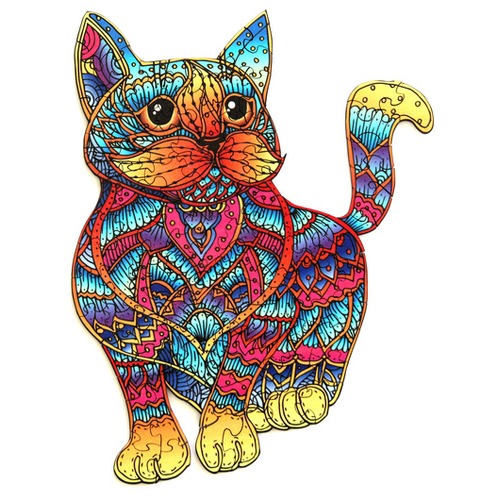 Puzzle drewniane / kolorowe - Kot