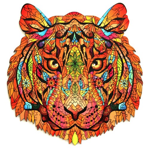 Puzzle drewniane / kolorowe - Tygrys