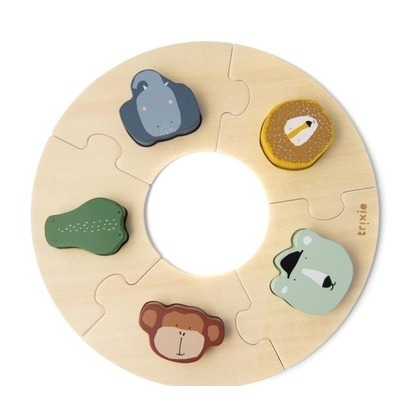 Puzzle drewniane okrągłe ze zwierzątkami
