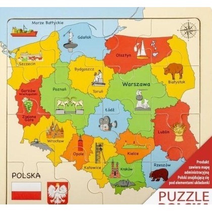 Puzzle Mapa drewniane 25x25cm