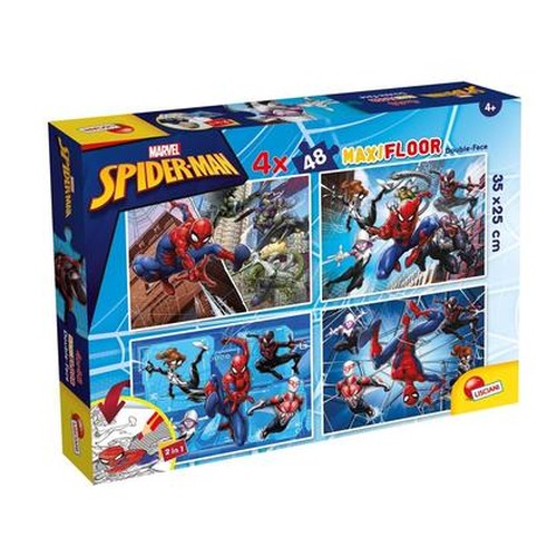 Puzzle podłogowe dwustronne Maxi 4x48 Spiderman