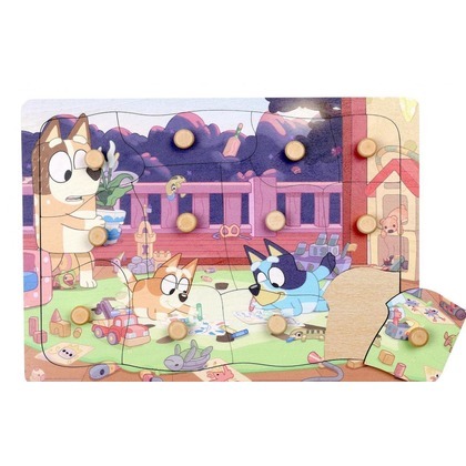 Puzzle z uchwytami drewniane 12el