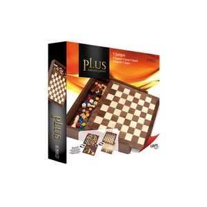 Szachy / Warcaby / Backgammon / Gęś / Chińczyk Deluxe(1615)