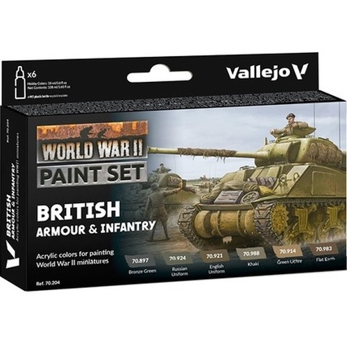 Vallejo: 70.204 - Model Color - WWII British Armour & Infantry (6 x 18 ml)