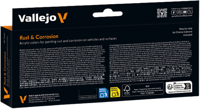 Vallejo: 70.262 - Model Color - Effects - Rust & Corrossion (8 x 18 ml)