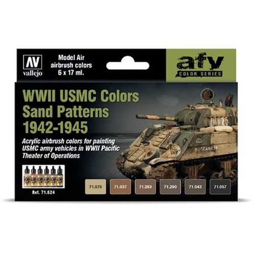 Vallejo: 71.624 - AFV - WWII USMC Colors Sand Patterns 1942-1945 (6x17 ml)