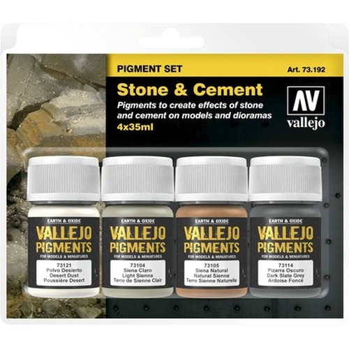 Vallejo: 73.192 - Pigment Set -Stone & Cement (4x35 ml)