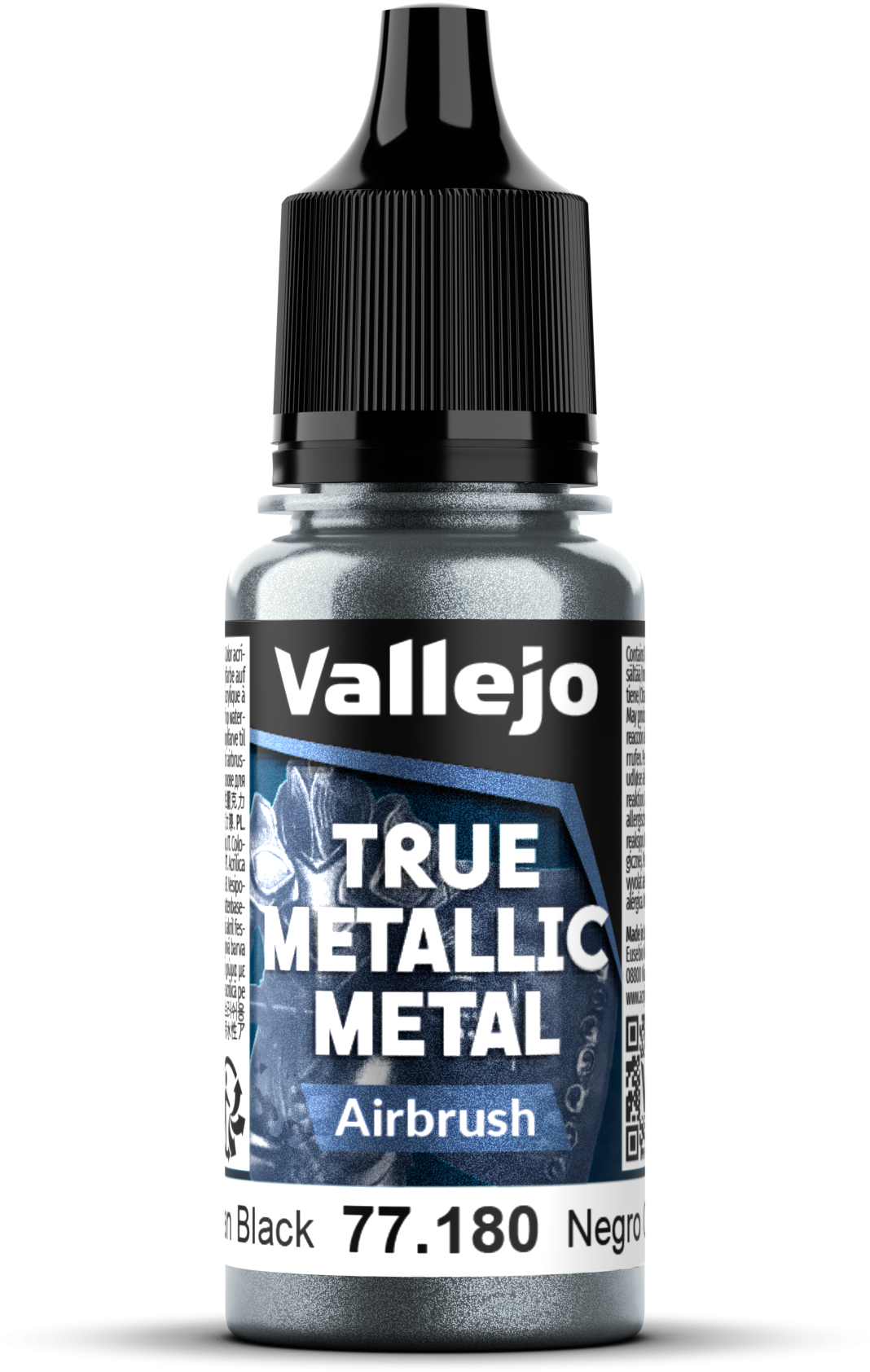 Vallejo: 77.180 - True Metallic Metal - Airbrush - Obsidian Black (18 ml)