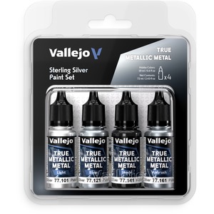 Vallejo: 77.251 - True Metallic Metal - Sterling Silver Paint Set