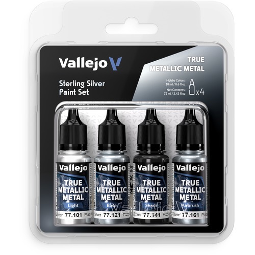 Vallejo: 77.251 - True Metallic Metal - Sterling Silver Paint Set