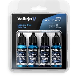 Vallejo: 77.256 - True Metallic Metal - Sapphire Blue Paint Set