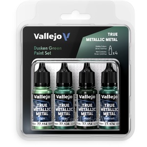 Vallejo: 77.257 - True Metallic Metal - Dusken Green Paint Set