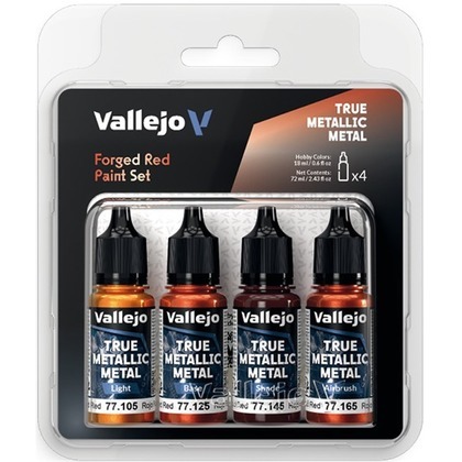 Vallejo: 77.260 - True Metallic Metal - Forged Red Paint Set (4)