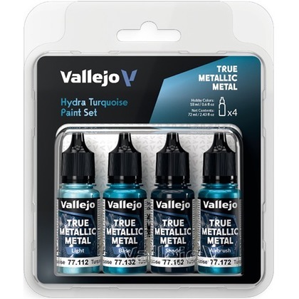 Vallejo: 77.264 - True Metallic Metal - Hydra Turquoise Paint Set (4)