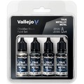 Vallejo: 77.270 - True Metallic Metal - Obsidian Black Paint Set (4)